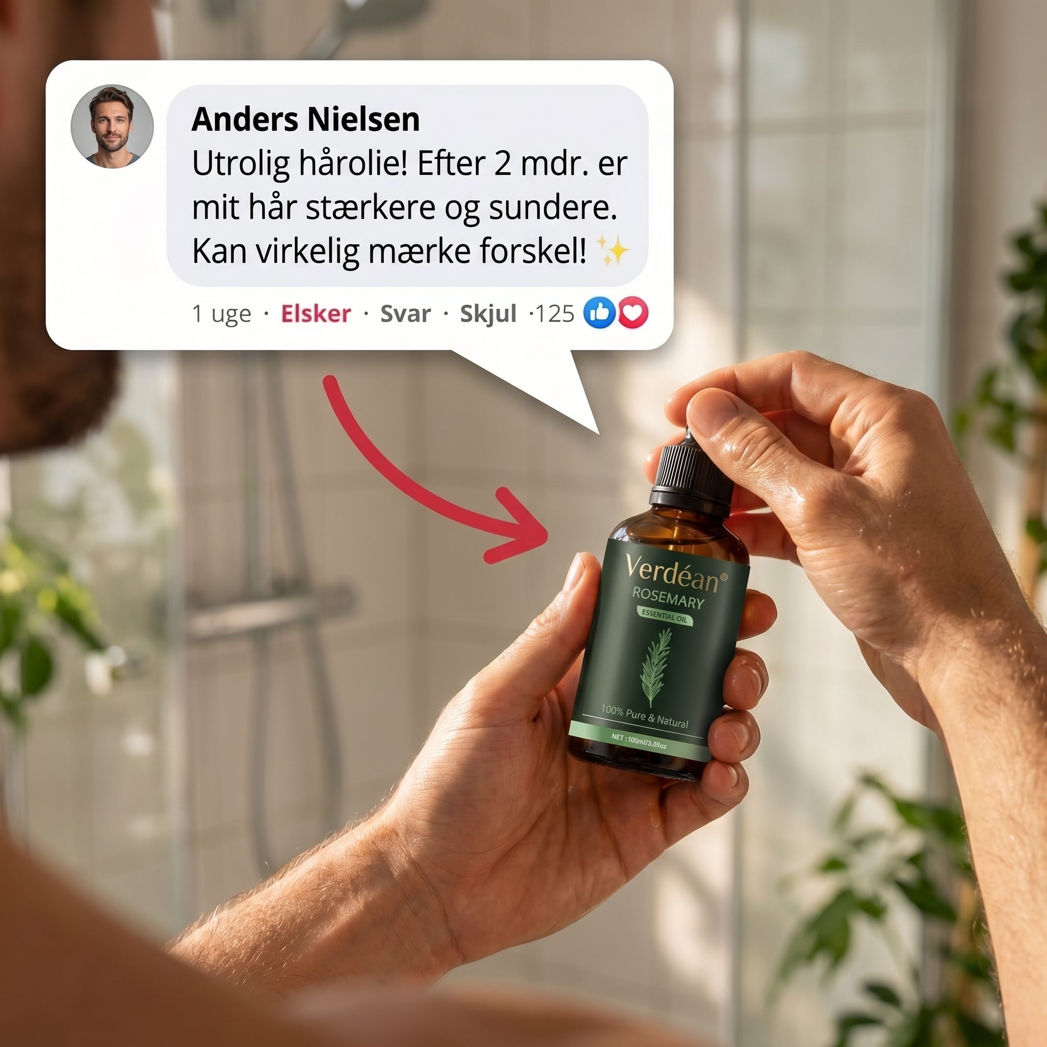 Verdéan™ Rosemary Hair Oil Serum Stimulerer hårvækst og gør dit hår synligt fyldigere og stærkere